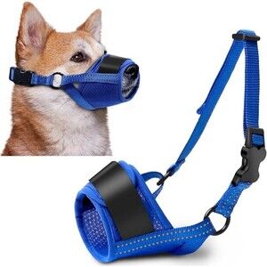 Dog Muzzle, Soft No Barking Adjustable Mesh Muzzles for Medium Sized Dogs